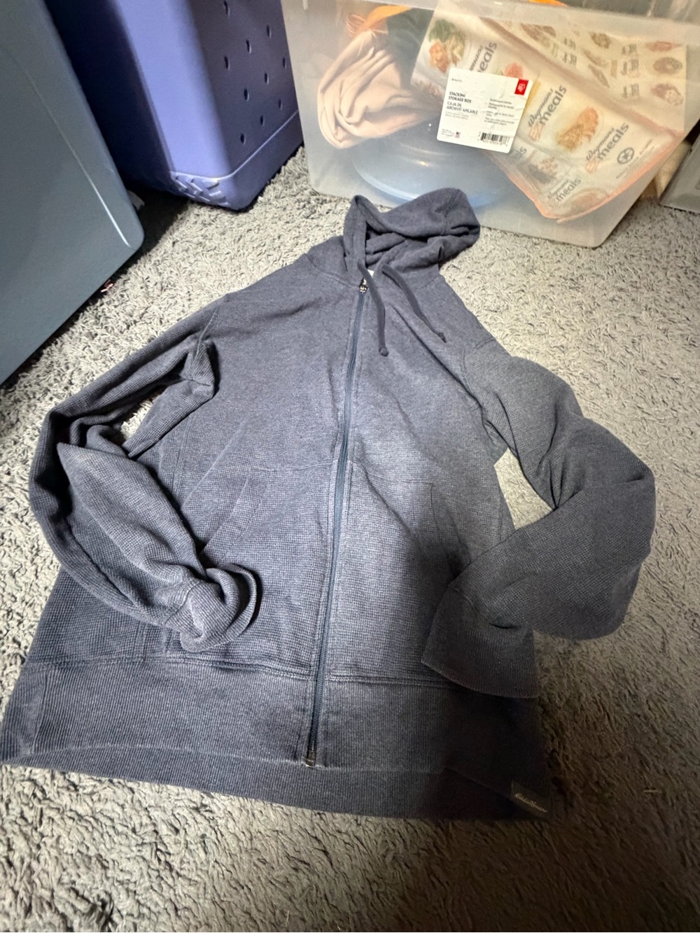 Eddie Bauer Men's Hooded Zip Jacket - Dusty Blue Gray